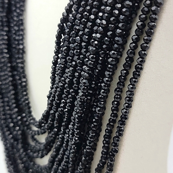 815.00 Cts Natural 20 Strand Black Spinel Faceted Gemstone Beaded Necklace - Picture 7 of 12